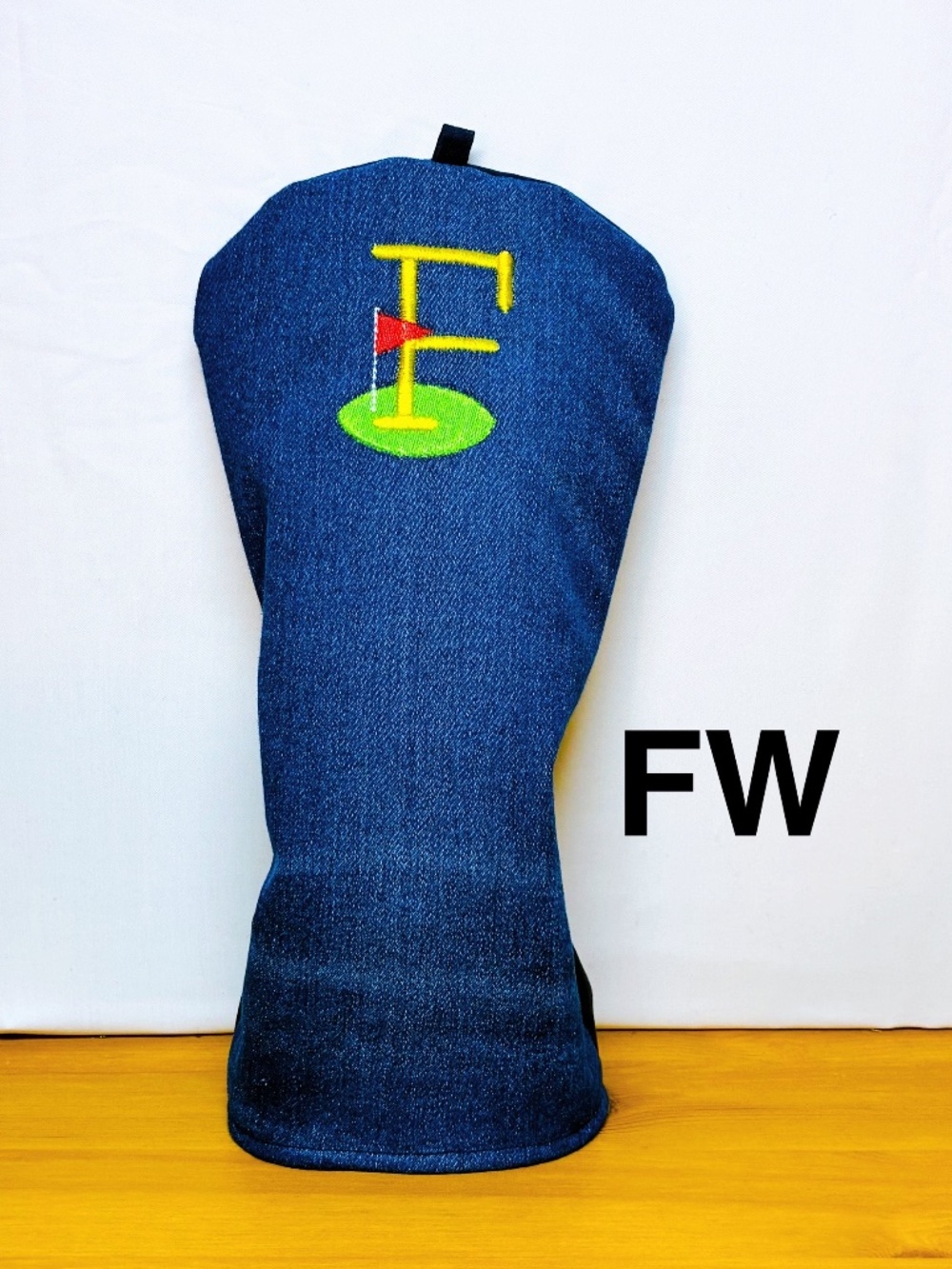 【F-368】Golf Fairway wood Head Cover Denim Jeans Handmade By Shizu
